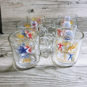 Vintage 1984 McDonalds LA Olympics Glass Coffee Mug Cups Set of 6